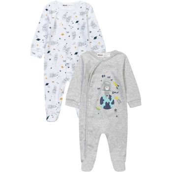 Kleidung Jungen Pyjamas/ Nachthemden Minoti 2er-Pack Schlafanzüge für Jungen ( 0-12m ) Grau