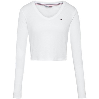 Tommy Jeans Baby rib jersey v-neck Weiss