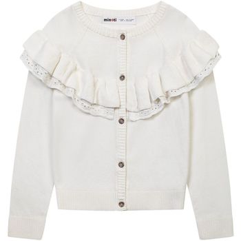 Kleidung Mädchen Pullover Minoti für Mädchen Gestrickte Rüschen-Strickjacke ( 1y-8y ) Weiss