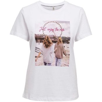 Kleidung Damen T-Shirts & Poloshirts Only 15206581 NEW INDRE-CITY OF DREAMS Weiss