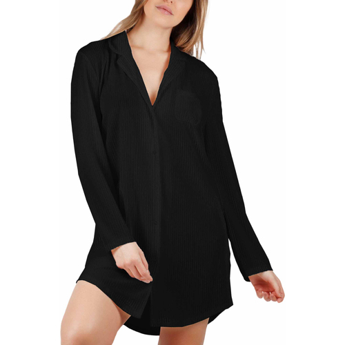 Kleidung Damen Pyjamas/ Nachthemden Admas Langärmeliges Nachthemd Elegant Stripes Schwarz