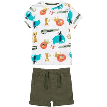Kleidung Jungen Kleider & Outfits Minoti für Jungen Shorts und T-Shirt ( 3m-3y ) Weiss