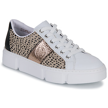Schuhe Damen Sneaker Low Rieker N5910-90 Weiss / Leopard