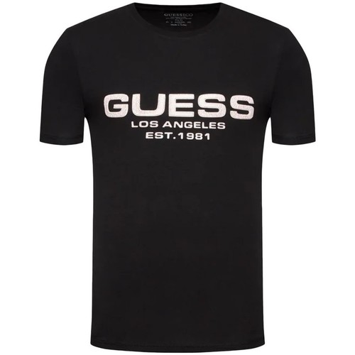 Kleidung Herren T-Shirts Guess L.A front logo Schwarz
