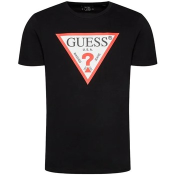 Kleidung Herren T-Shirts Guess Classic logo triangle Schwarz