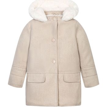 Kleidung Mädchen Jacken Minoti für Mädchen Pelzbesetzter Mantel mit Kapuze ( 1y-8y ) Braun