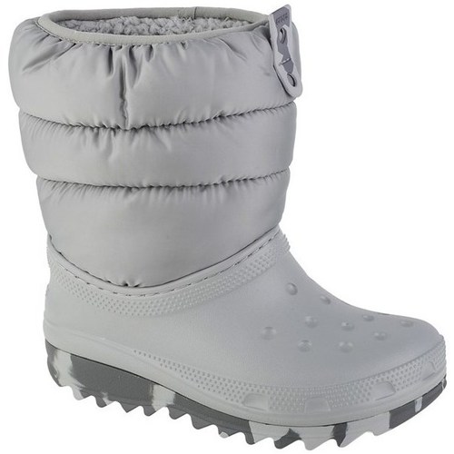 Schuhe Kinder Stiefel Crocs Classic Neo Puff Boot Kids Silbern