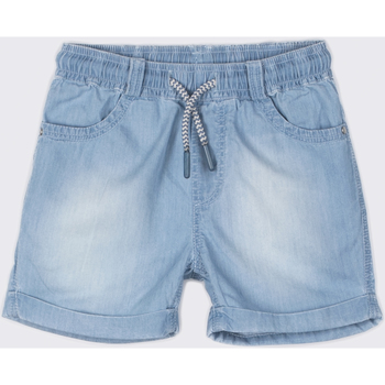 Kleidung Jungen Hosen Coccodrillo Kurze Hose blaue Denim-Jeans mit Bindeband in der Taille Blau