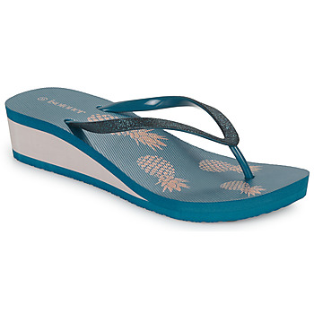 Schuhe Damen Zehensandalen Isotoner 94181 Blau