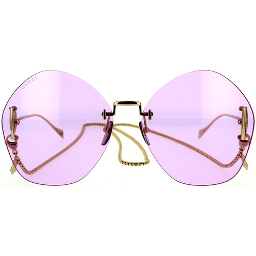 Uhren & Schmuck Damen Sonnenbrillen Gucci GG1203S 001 Sonnenbrille mit Kette Gold