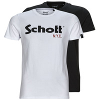 Kleidung Herren T-Shirts Schott TS 01 MC LOGO PACK X2 Schwarz / Weiss