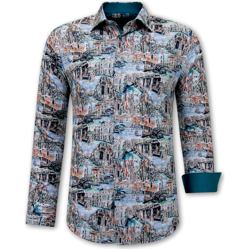 Kleidung Herren Langärmelige Hemden Gentile Bellini Malerei Kunst Slim Multicolor