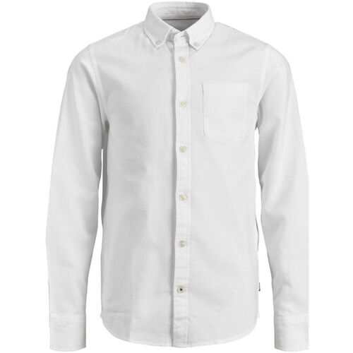 Kleidung Jungen Langärmelige Hemden Jack & Jones 12183229 JJEOXFORD SHIRT-WHITE Weiss