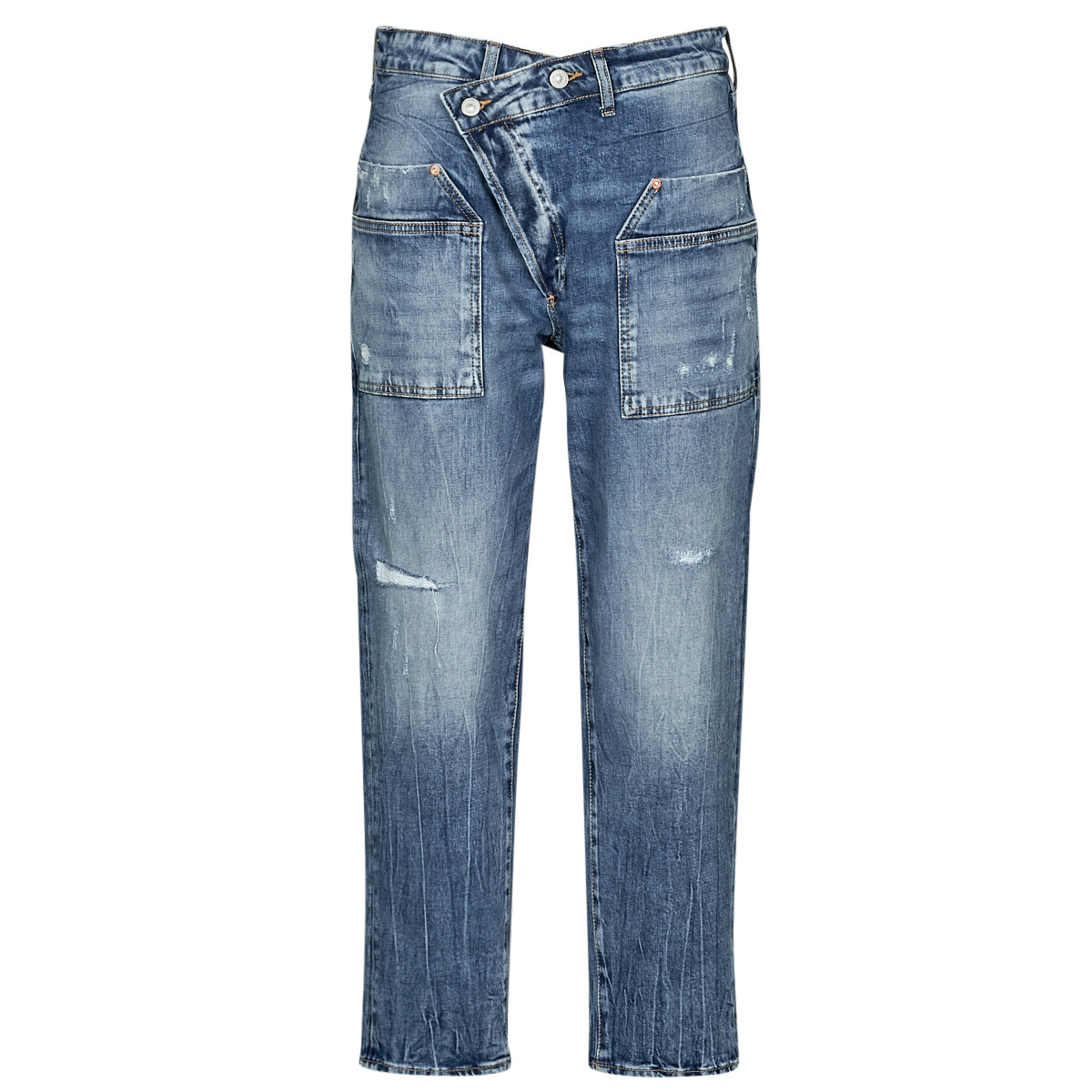 Le Temps des Cerises COSY POCKET Blau - Kostenloser Versand | Spartoo.de !  - Kleidung Boyfriend Jeans Damen 83,93 €