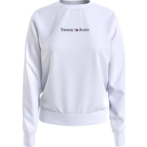 Kleidung Damen Sweatshirts Tommy Jeans Reg Serif Linear Sweater Weiss