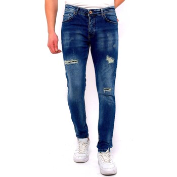 Kleidung Herren Slim Fit Jeans True Rise Hosen Mit Löchern Für Slim DC Blau