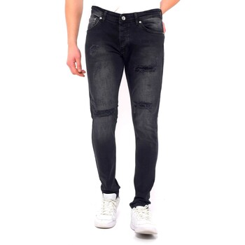 Kleidung Herren Slim Fit Jeans True Rise Destroyed Slim Strech Jeans DC Schwarz