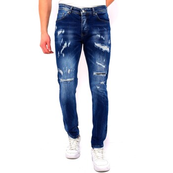 Kleidung Herren Slim Fit Jeans True Rise Destroyed Jeans Slim DC Blau