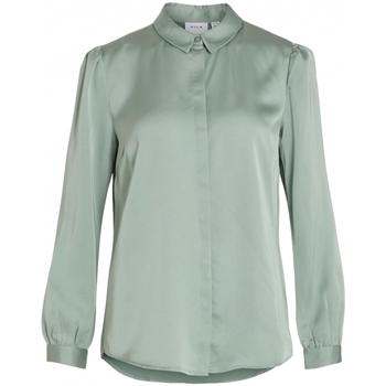 Vila  Blusen Shirt Ellette Satin L/S - Green/Milieu