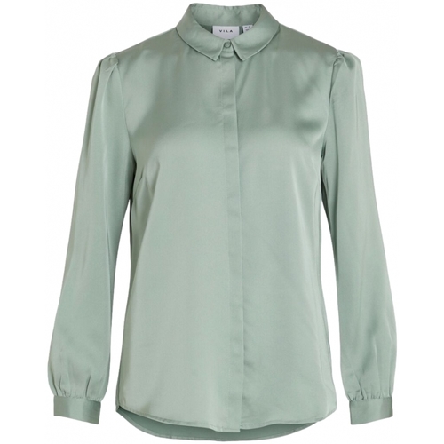 Kleidung Damen Tops / Blusen Vila Shirt Ellette Satin L/S - Green/Milieu Grün