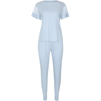 Kleidung Damen Pyjamas/ Nachthemden Lisca Pyjama Hausanzug Hose Top Kurzarm Smooth  Cheek Blau