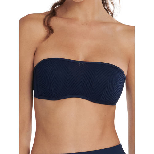 Kleidung Damen Bikini Ober- und Unterteile Lisca Verstellbare Träger-Bandeau-Badeanzugoberteil Santorini Blau