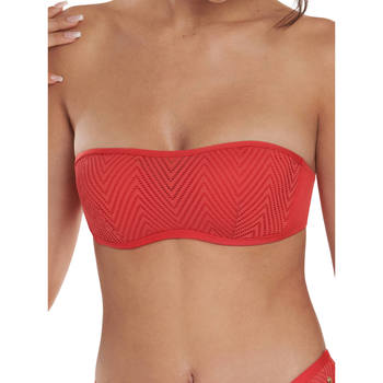 Kleidung Damen Bikini Ober- und Unterteile Lisca Verstellbare Träger-Bandeau-Badeanzugoberteil Santorini Rot
