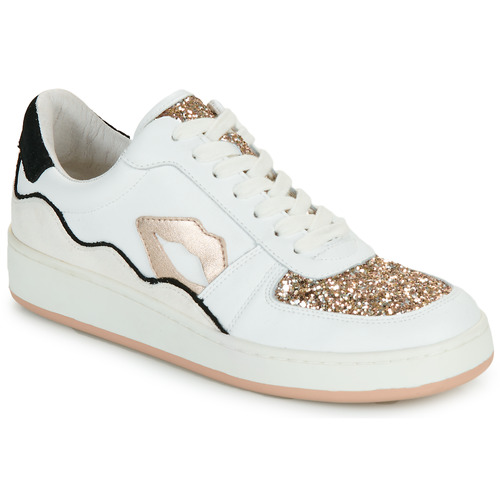 Schuhe Damen Sneaker Low Bons baisers de Paname LOULOU BLANC ROSE GOLD GLITTER Weiss / Rosa / Gold
