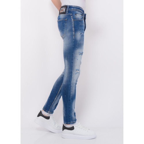 Local Fanatic Ripped Stonewashed Jeans Slim Blau