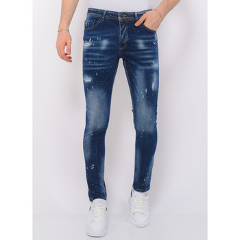Local Fanatic  Slim Fit Jeans `s Paint Splatter Stonewashed Hosen