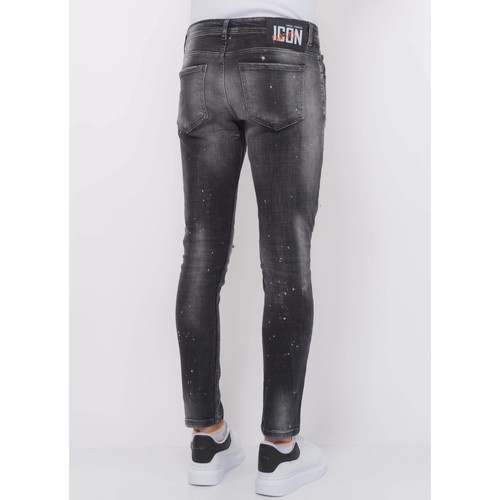 Local Fanatic Distressed Jeans Stonewash Slim Schwarz