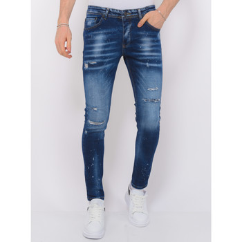 Local Fanatic  Slim Fit Jeans Paint Splatter Ripped Hosen Slim