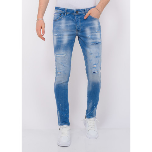 Kleidung Herren Slim Fit Jeans Local Fanatic Blue Ripped Skater Hosen Slim Blau