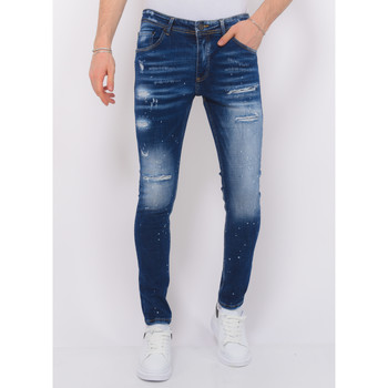 Kleidung Herren Slim Fit Jeans Local Fanatic Stretch Denim With Paint Splash Blau
