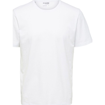 Selected  T-Shirts & Poloshirts Noos Pan Linen T-Shirt - Bright White