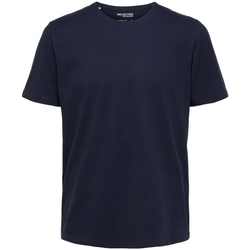 Kleidung Herren T-Shirts & Poloshirts Selected Noos Pan Linen T-Shirt - Navy Blazer Blau