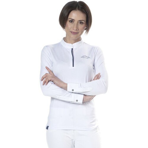 Kleidung Damen Polohemden Flags&Cup Polo équitation manches longues femme  Clorinda Weiss
