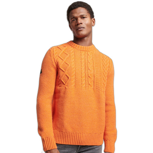 Kleidung Herren Pullover Superdry Pull en maille torsadée épaules tombantes Orange