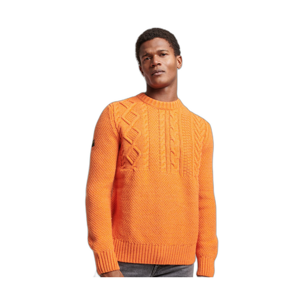 Kleidung Herren Pullover Superdry Pull en maille torsadée épaules tombantes Orange