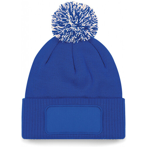 Accessoires Kinder Mütze Beechfield Bonnet pom pom  Patch Snowstar Blau
