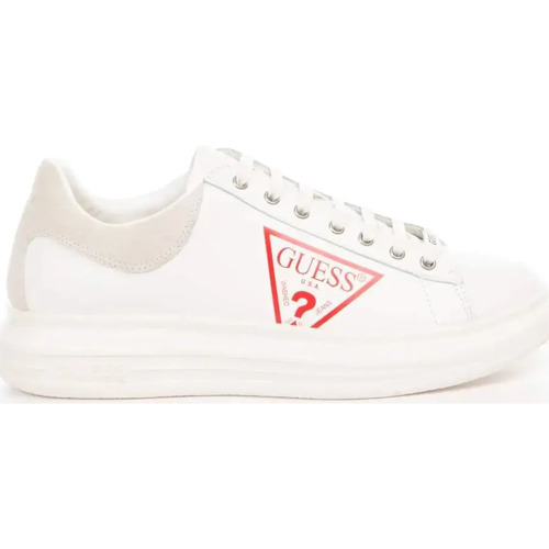 Schuhe Herren Sneaker Low Guess Red logo triangle Weiss