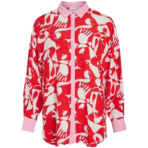 Kleidung Damen Tops / Blusen Vila Shirt Kikki Mat L/S - Flame Scarlet Rot