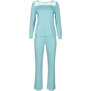 Kleidung Damen Pyjamas/ Nachthemden Lisca Pyjama Hausanzug Hose Top Langarm Liv Blau