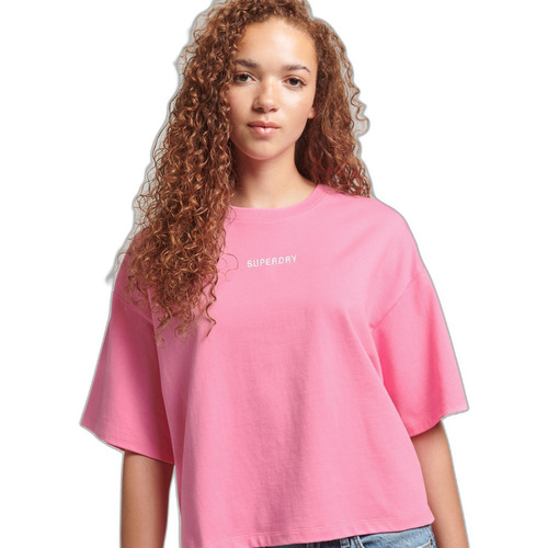 Kleidung Damen T-Shirts Superdry T-shirt femme  Micro Logo Rosa