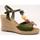 Schuhe Damen Leinen-Pantoletten mit gefloch Casteller  Grün