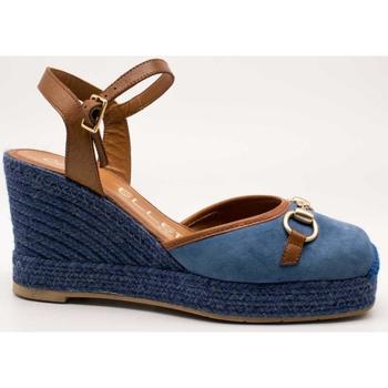 Schuhe Damen Leinen-Pantoletten mit gefloch Casteller  Blau