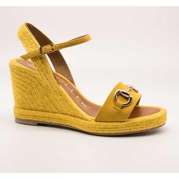 Schuhe Damen Leinen-Pantoletten mit gefloch Casteller  Gelb