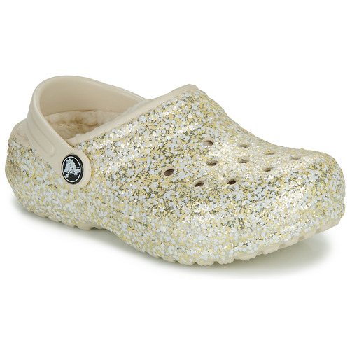 Schuhe Mädchen Pantoletten / Clogs Crocs Classic Lined Glitter Clog K Beige / Gold