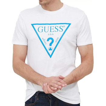 Guess  T-Shirt Logo triangle bleu