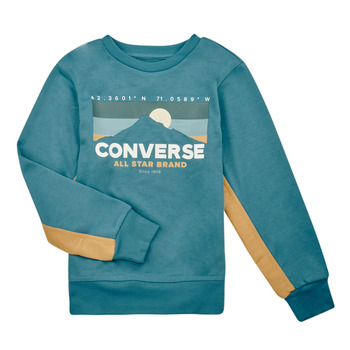 Kleidung Jungen Sweatshirts Converse GEAREDUPBLOCKEDFTMIXCREW Blau / Kaki